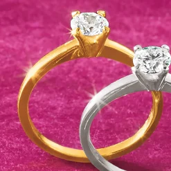 14K Gold Lab-Created Diamond Round Solitaire Ring