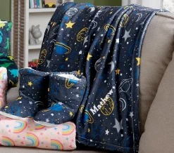 Kids Novelty Throw Blanket & Bootie Slipper Gift Set