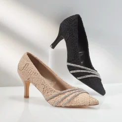 Lace Pump With Rhinestone Rope