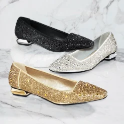 Lady Couture Fever Glitter Pump Low Heel for Women with Rhinestones