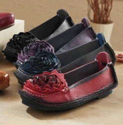 L'Artiste Dezi Leather Moccasin with Flower Detail and Memory Foam Footbed by Spring Step