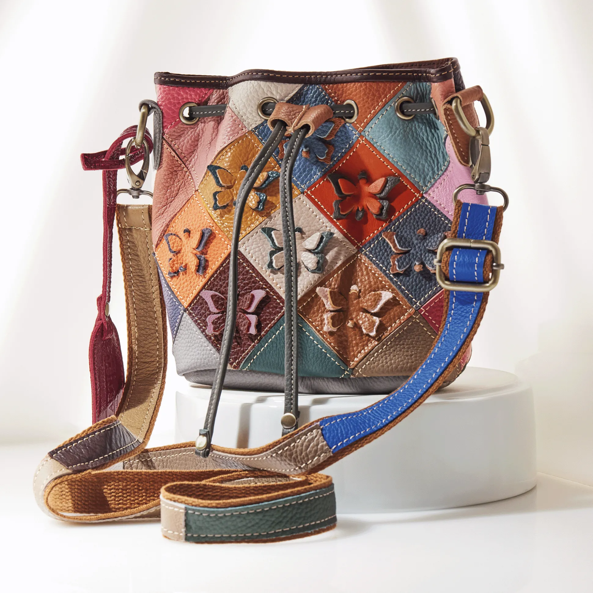 L'Artiste Genuine Leather Rainbow Drawstring Bag by Spring Step