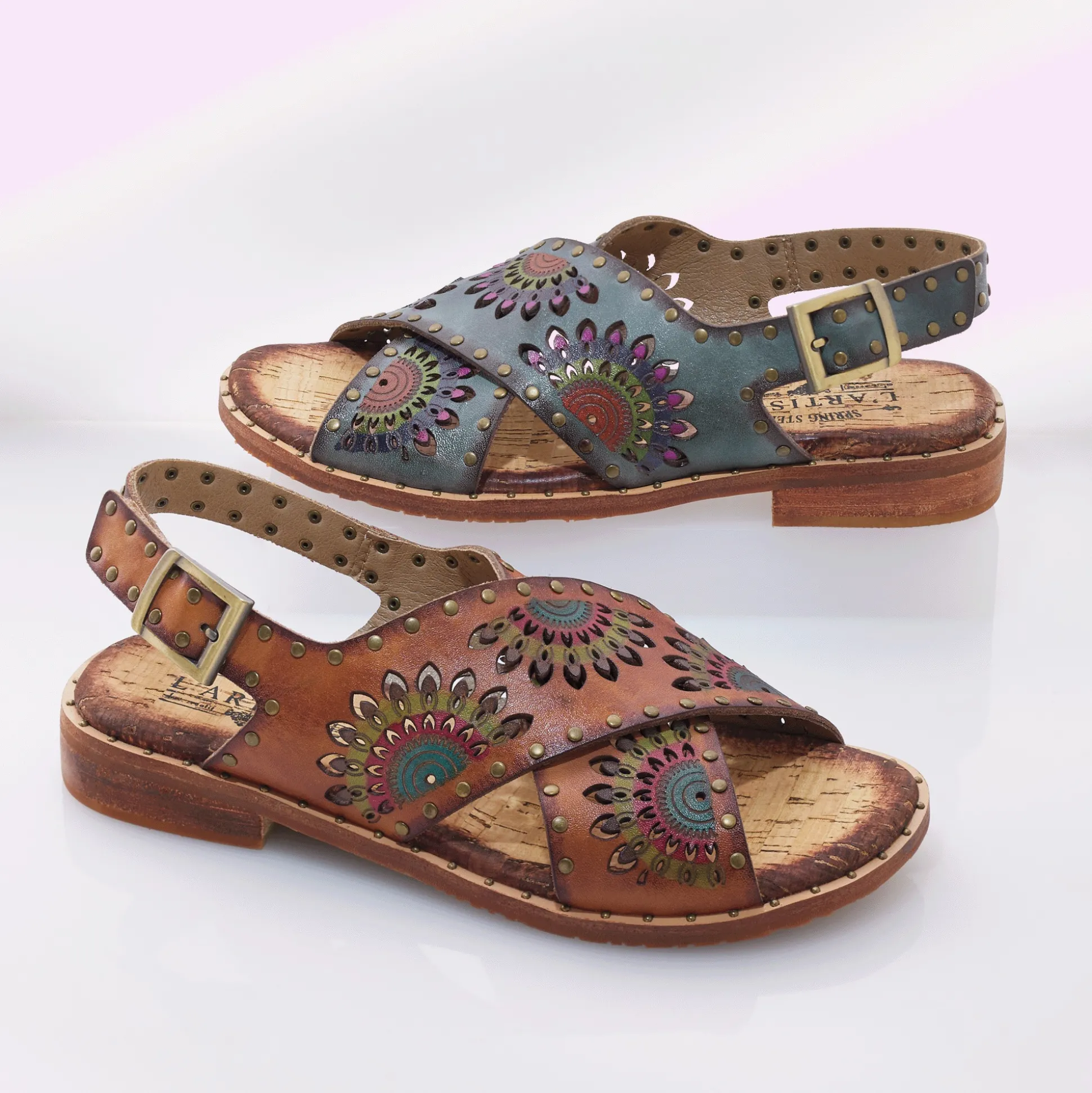L'Artiste Hand-Painted Leather Crossroads Slingback Sandal by Spring Step
