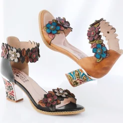 L'Artiste Leather Doublelove Sandal by Spring Step with 3-D Flowers