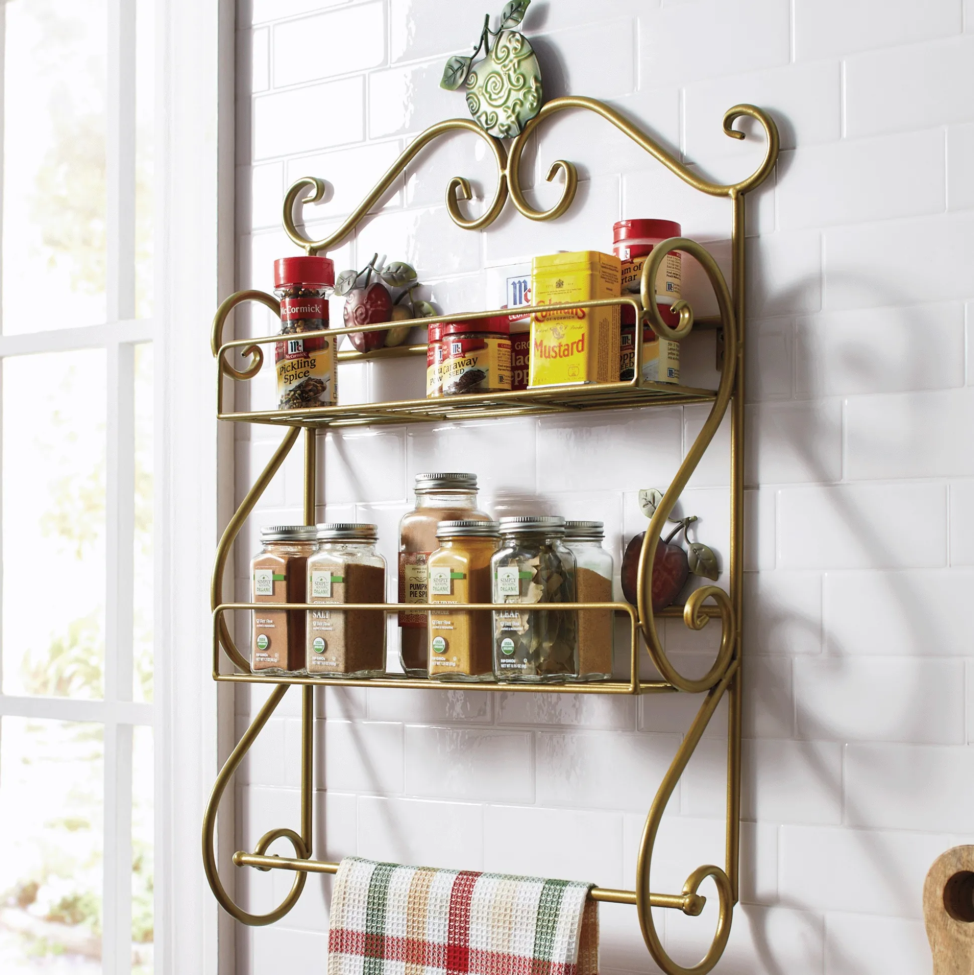 Leafy Apple Paper Towel Holder & Spice Rack