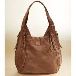 Leather Zippered Handbag Tote with Tassels