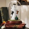 LED Lit Stacked Ghosts in Glass Cloche Halloween Décor