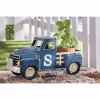 Lighted Blue Truck Planter