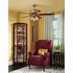Lighted Corner Curio Display Cabinet with Glass Shelves
