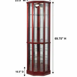 Lighted Corner Curio Display Cabinet with Glass Shelves