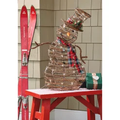 Lighted Rattan Snowman Holiday Decoration