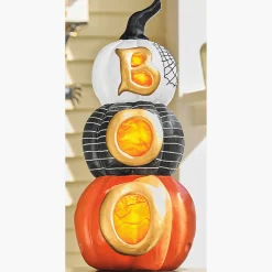 Lit Boo Pumpkin Stack