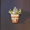 Lit Easter Floral and Burlap Hanging Basket