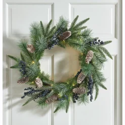 Lit Faux-Blueberry Wreath