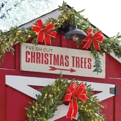 Lit Garland with Red Bow