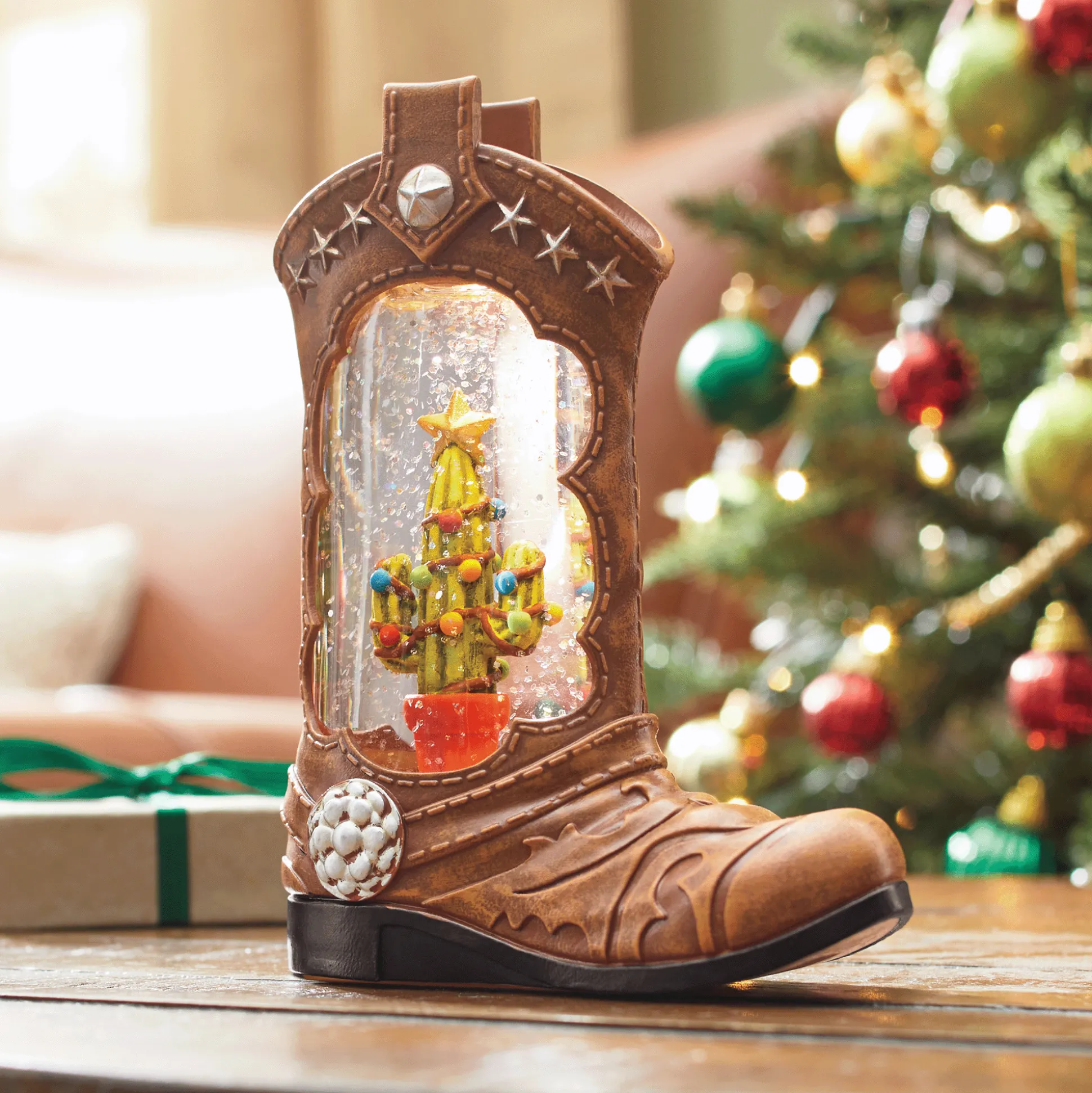 Lit Glitter Globe Cowboy Boot