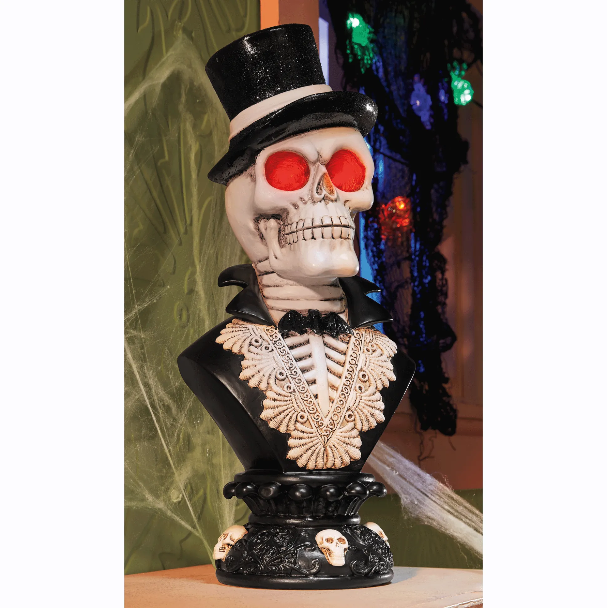 Lit Halloween Skeleton Bust
