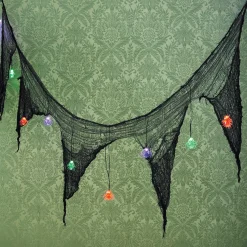 Lit Halloween Spiderweb Garland