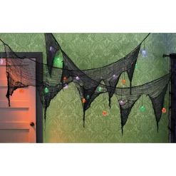 Lit Halloween Spiderweb Garland
