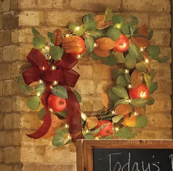 Lit Harvest Apple Wreath