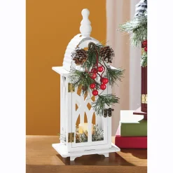 Lit Holiday Lantern with Candle