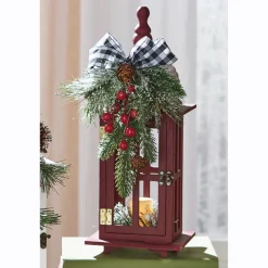 Lit Holiday Lantern with Candle