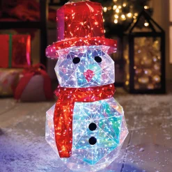Lit Holographic Snowman
