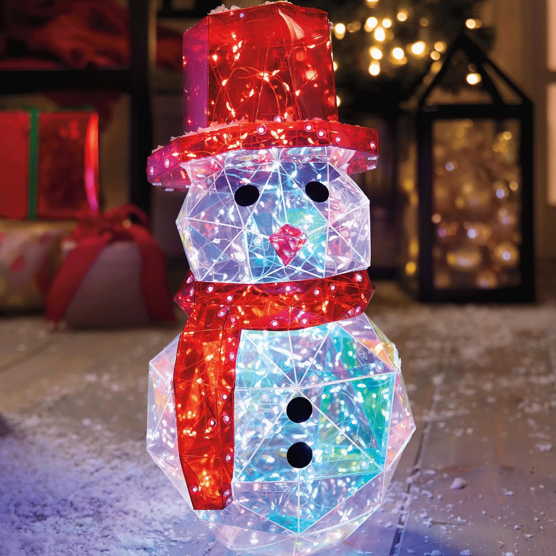 Lit Holographic Snowman