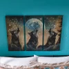 Lit Howling Wolves Triptych