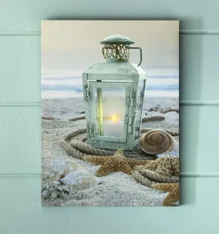Lit Lantern Beach Canvas