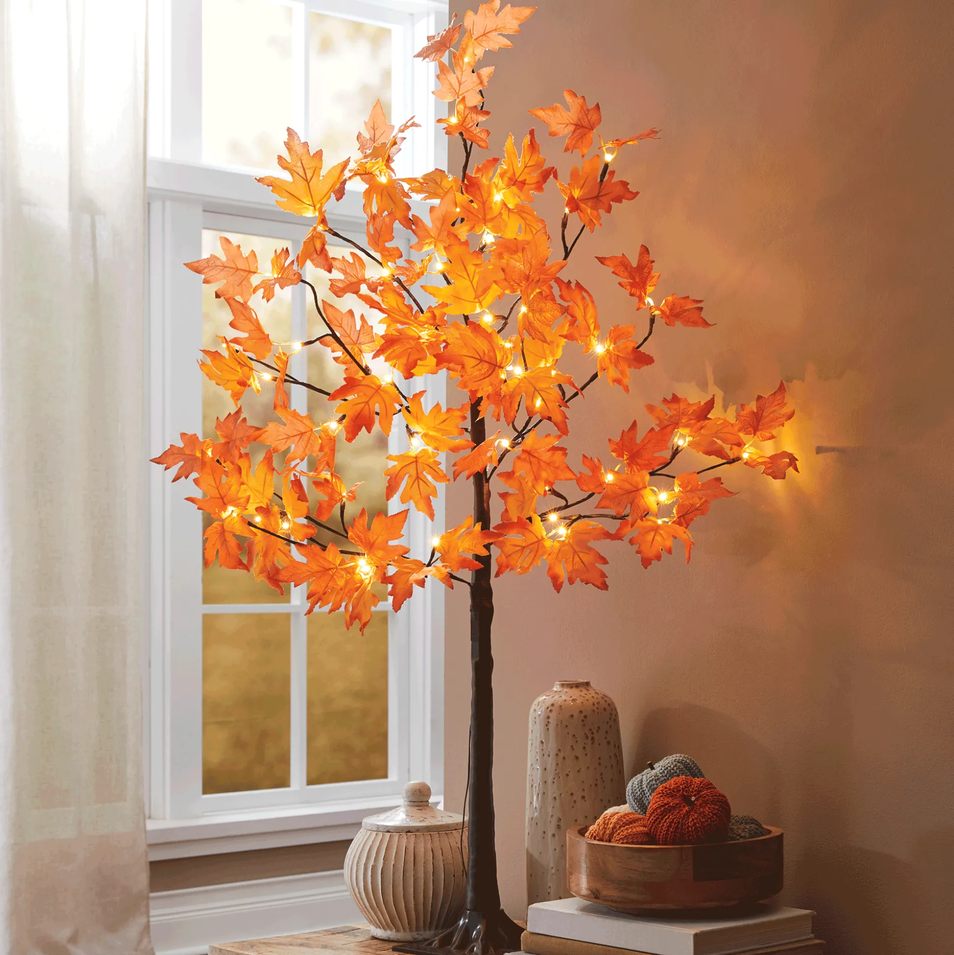 Lit Maple Leaf Tree