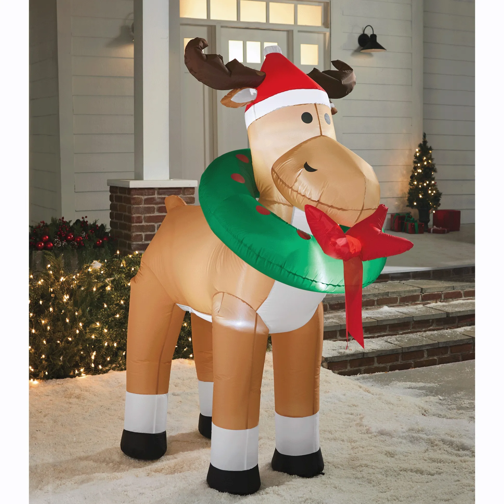 Lit Merry Christ-Moose Inflatable