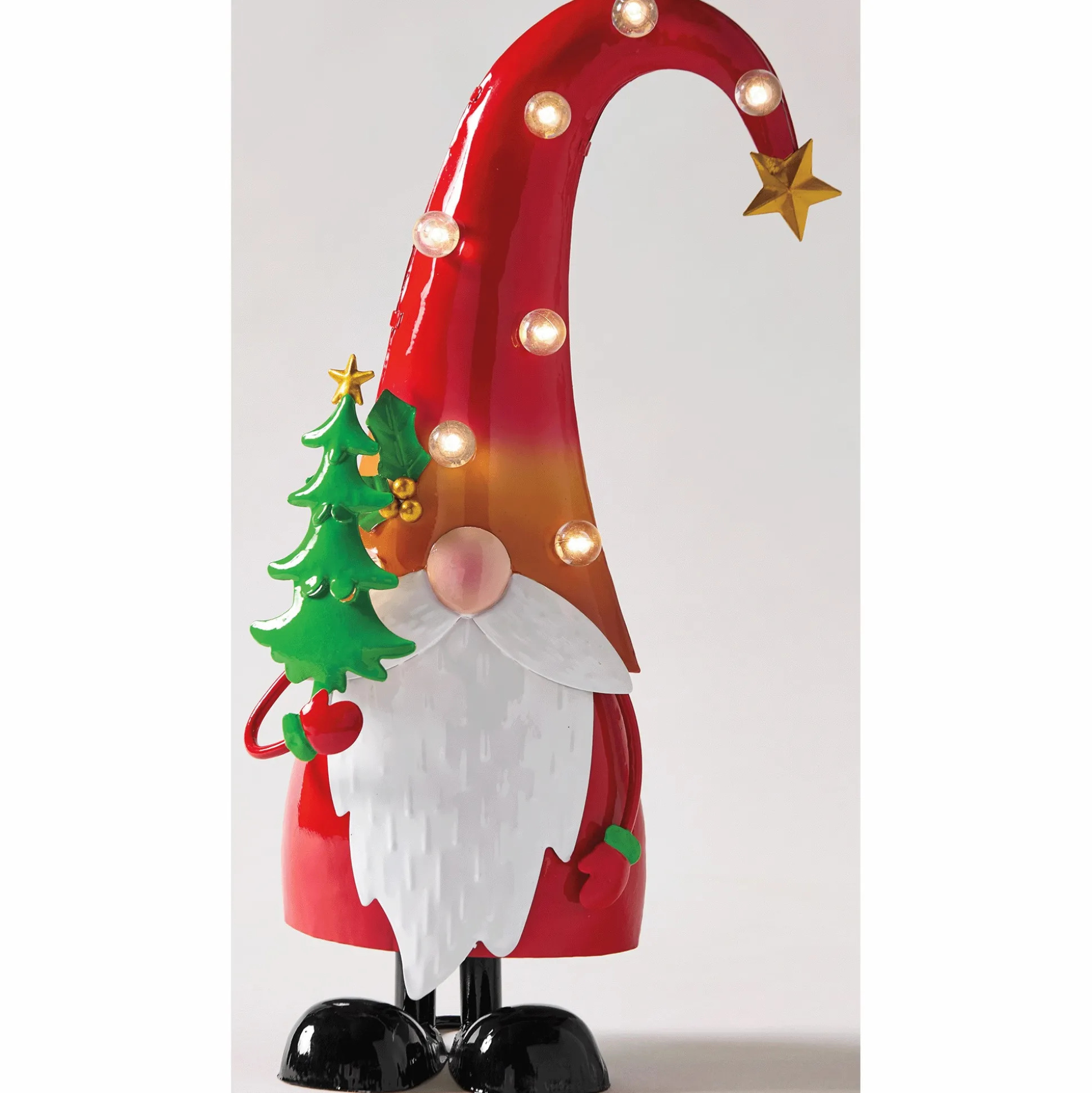 Lit Metal Christmas Gnome