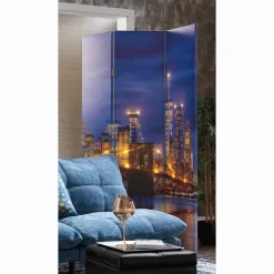 Lit Modern Cityscape Room Screen