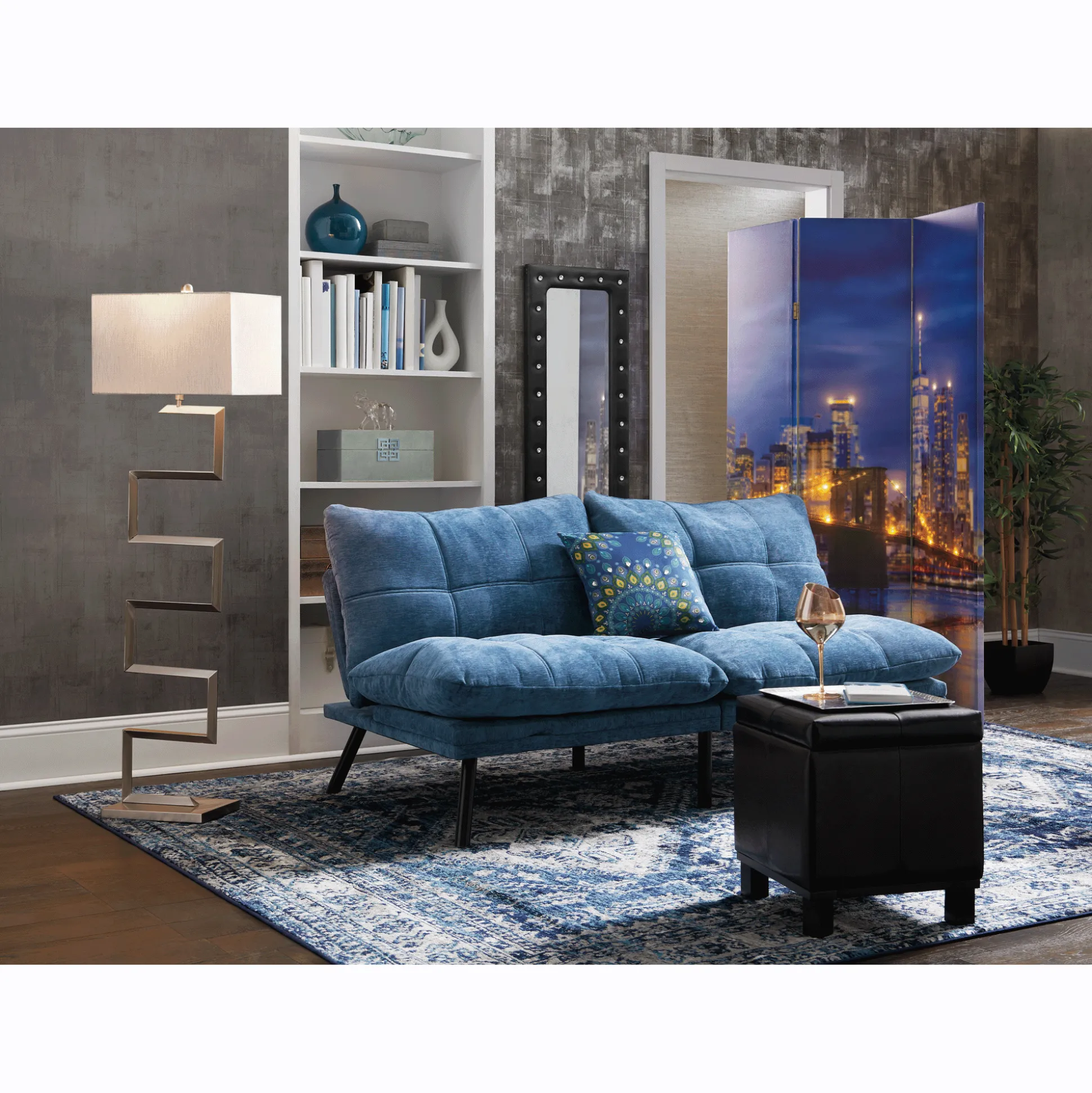 Lit Modern Cityscape Room Screen