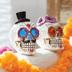 Lit Mr. and Mrs. Sugar Skulls