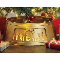 Lit Nativity Tree Collar