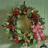 Lit Pinecone and Berry Christmas Wreath