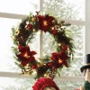 Lit Poinsettia and Berry Wreath