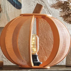 Lit Pumpkin Lantern with Edison Bulb