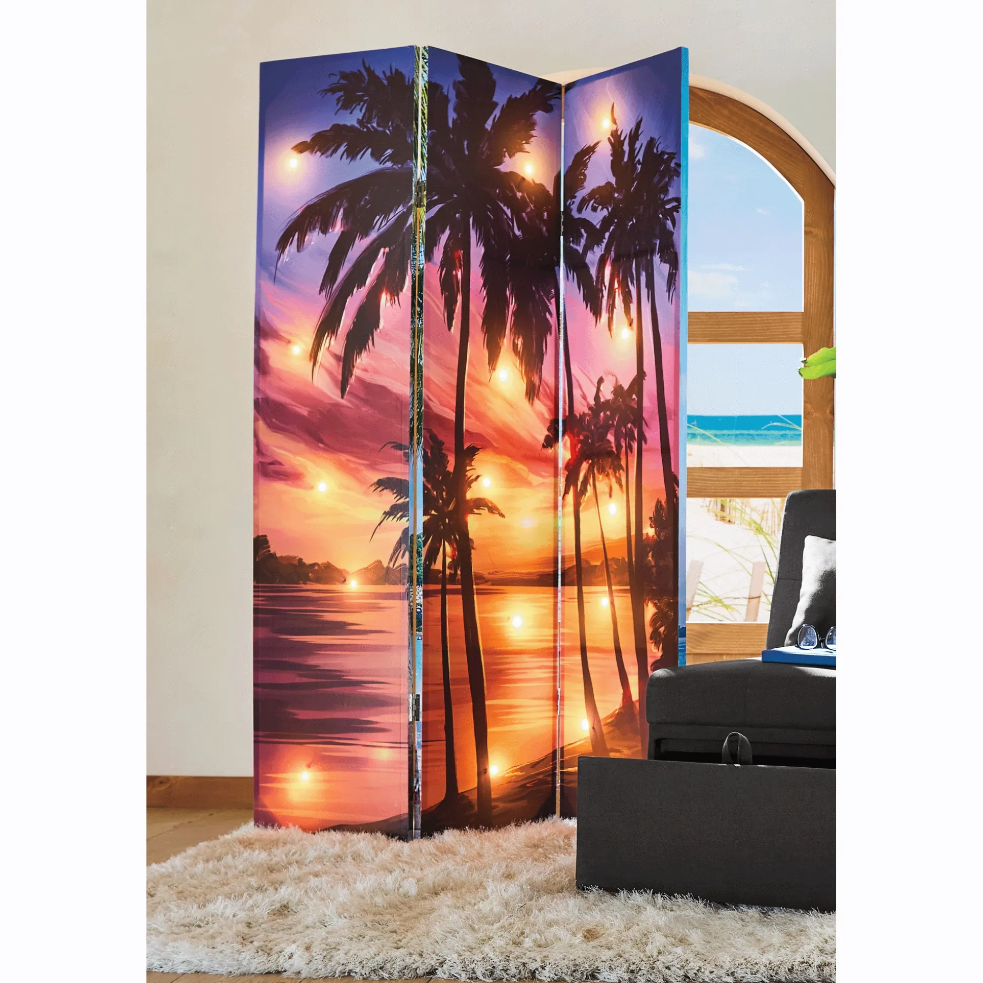 Lit Reversible Beach Views Room Screen