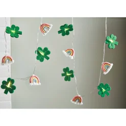Lit Shamrock and Rainbow Garland