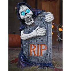 Lit Skeleton with Tombstone