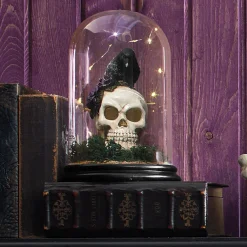 Lit Skull & Crow Cloche