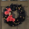 Lit Skull in Mums Wreath