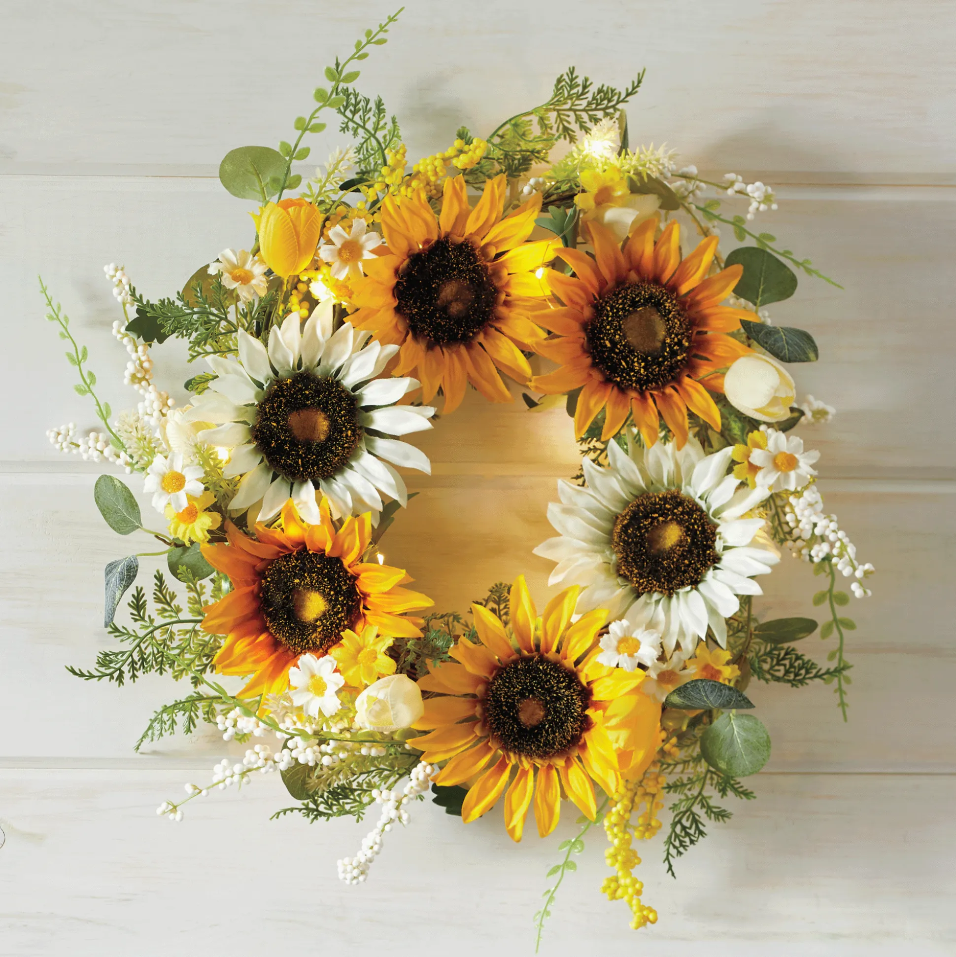 Lit Sunflower Wreath