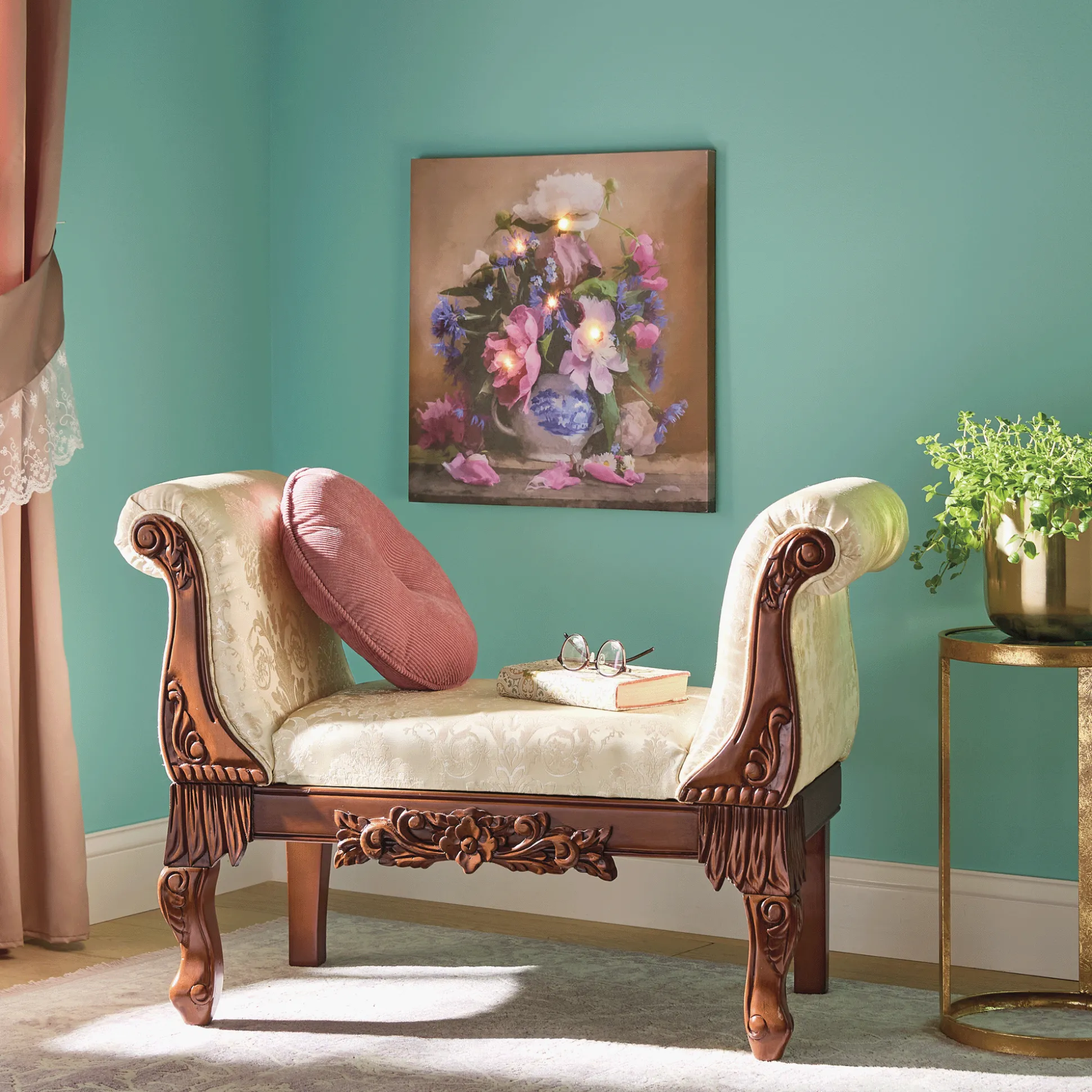 Lit Vintage Floral Wall Art