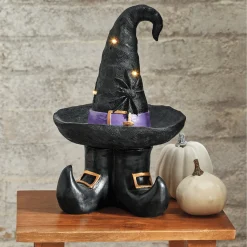Lit Witch Hat and Boots Décor
