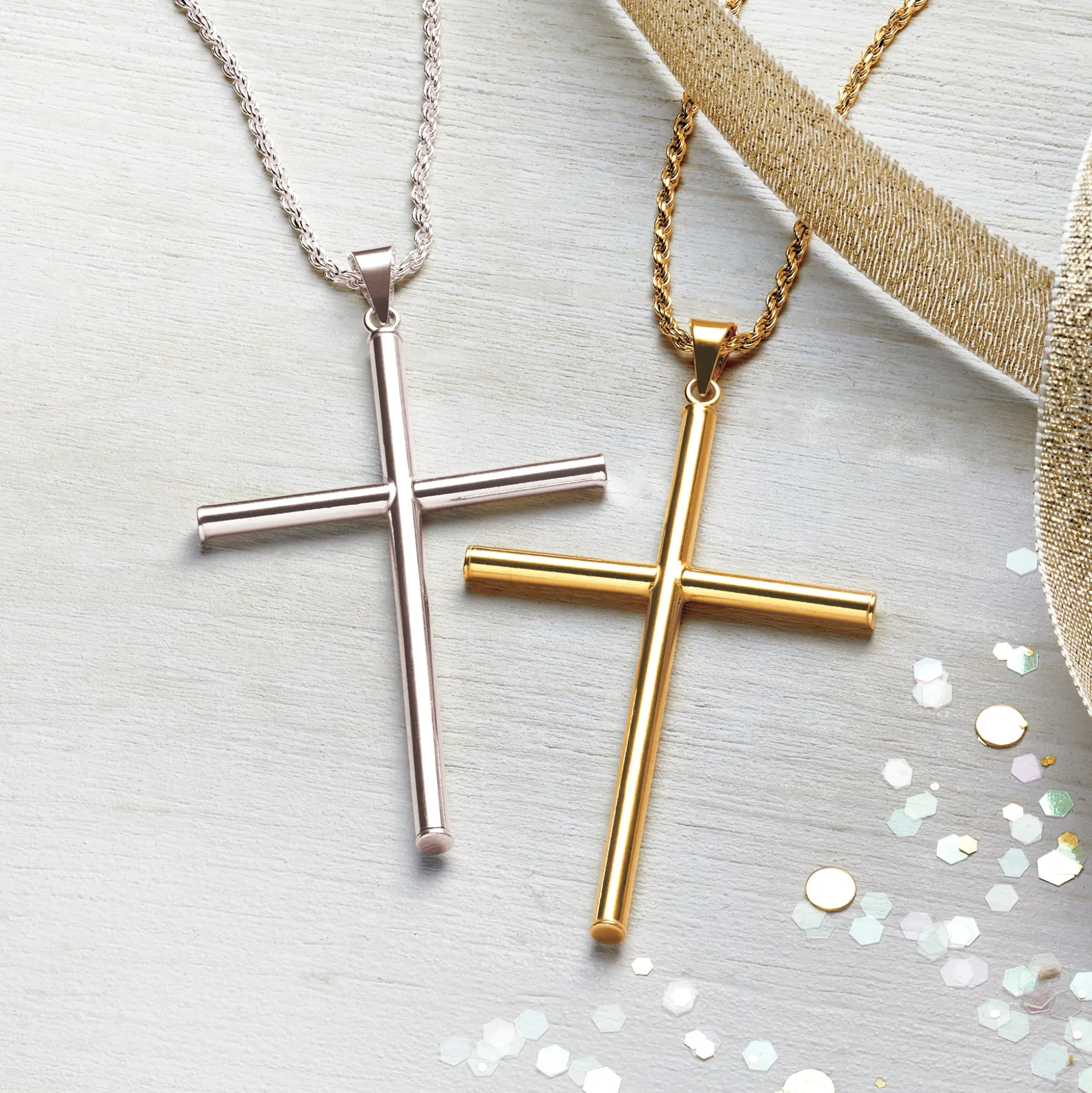Long Tube Cross Pendant