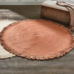 Luella Braided-Jute Reversible Rug with Fringe
